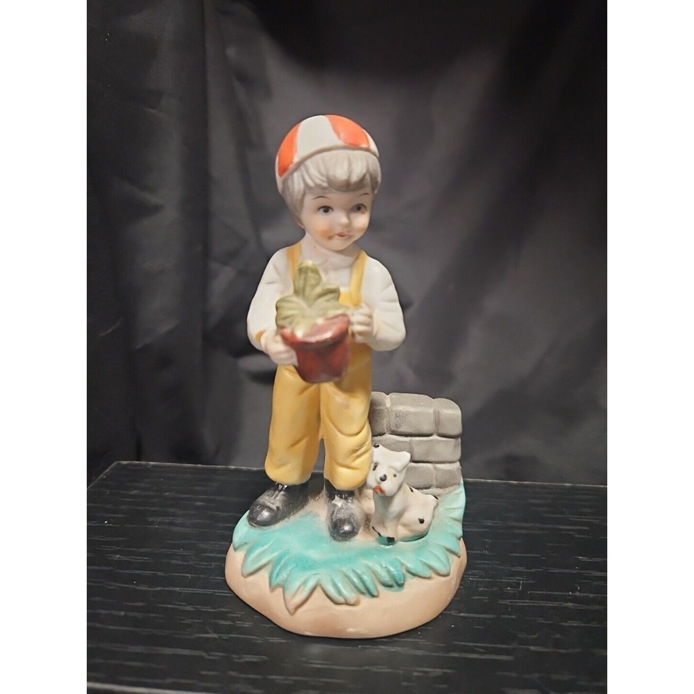 Vintage Little Boy With‎ Dog Figure  RARE COLLECTABLE "